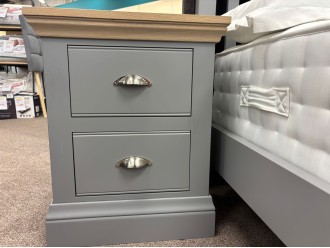 TCH Furniture Coelo Bedside Table 2 Drawers ( PAIR ) Small in Grey - Clearance