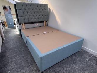 Teal 2 Drawer Base with Lana Headboard in Double 135cm – Clearance Offer