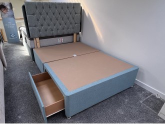 Teal 2 Drawer Base with Lana Headboard in Double 135cm – Clearance Offer