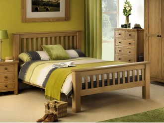 Julian Bowen Amsterdam Oak Bed - High Foot End